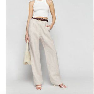 Reformation Mason Linen Pant - Oatmeal, Size 4